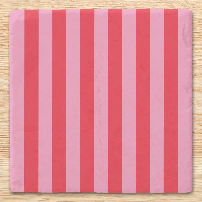 Rosa und rote vertikale Streifen Steinuntersetzer (Pink and Red Vertical Stripes Stone Coaster)