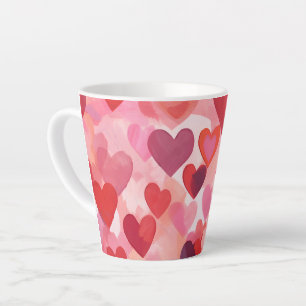 Rosa und rote Wasserfarbe-Herzen Romantische Koket Milchtasse