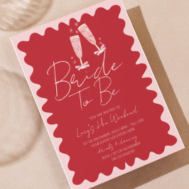 Rosa und Rote Wave Bachelorette Wochenendreise Einladung