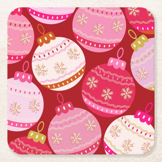 Rosa und rote Weihnachtsbaumchen Rechteckiger Pappuntersetzer (Vorderseite)