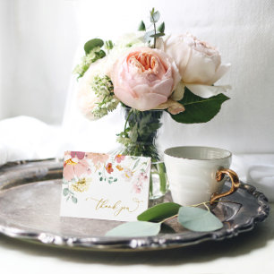 Rosa und Rote Wildblumen Danke Karte