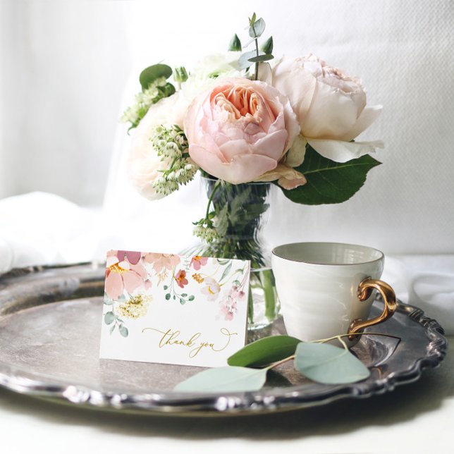 Rosa und Rote Wildblumen Danke Karte (Von Creator hochgeladen)