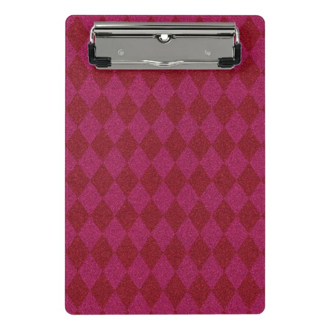 Rosa und roter Diamant Glitzer Mini Klemmbrett (Vorderseite)