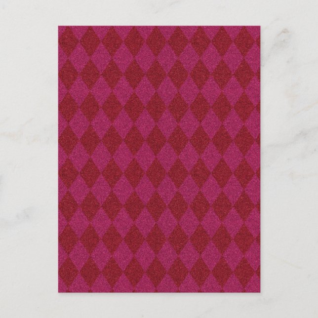 Rosa und roter Diamant Glitzer Postkarte (Vorderseite)
