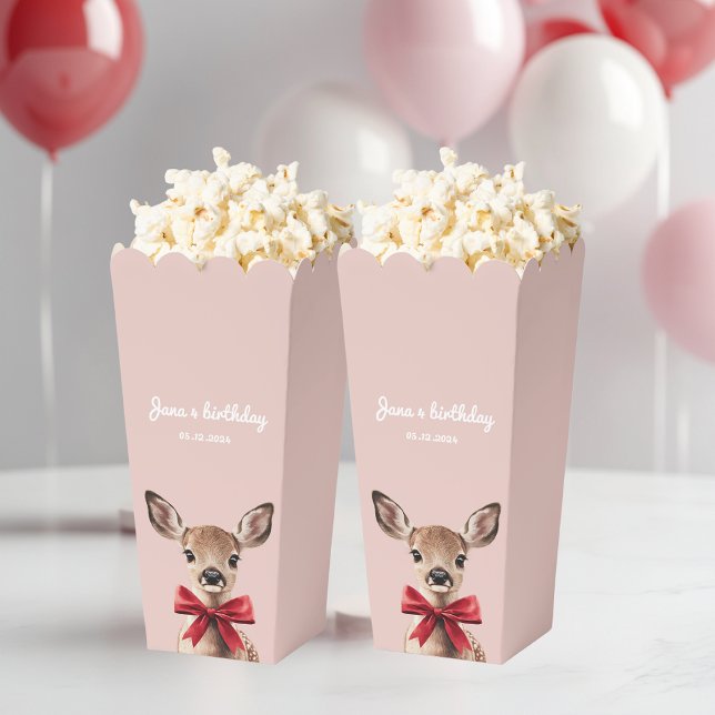 Rosa und Roter Hirsch Popcorn | Birthday Party Geschenkschachtel (Von Creator hochgeladen)