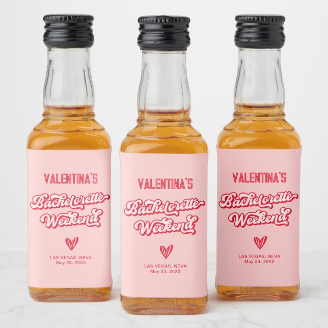 Rosa und roter Junggeselinnen-Abschied Gefallen Alkoholflaschenetikett (Flaschen)