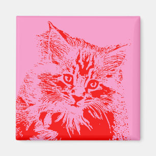 Rosa und roter Katzenmagnet Magnet