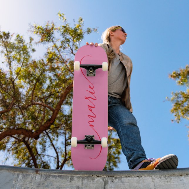 Rosa und roter, klassischer Swash-Name Skateboard (Außen 1)