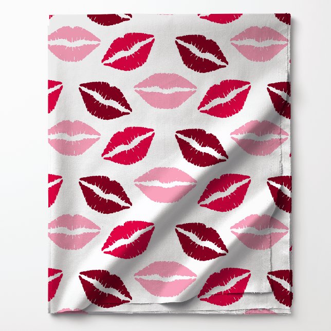 Rosa und roter Lipstick Kisses Pattern Stoff (Von Creator hochgeladen)