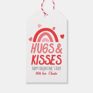 Rosa und Roter Regenbogen Herzens Valentinstag Geschenkanhänger