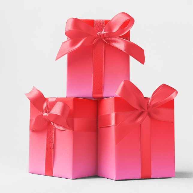 Rosa und roter Valentinstag-Gradient Geschenkpapier (Pink and Red Valentine Gradient Wrapping Paper)