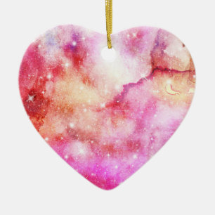 rosa und rotes Galaxiemuster Keramik Ornament