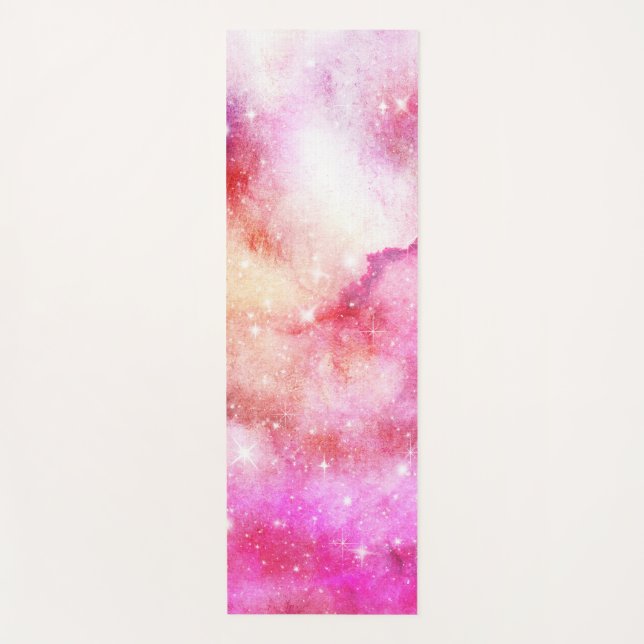 rosa und rotes Galaxiemuster Yogamatte (Vorderseite)