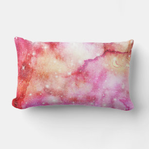 Rosa und rotes Galaxienmuster Lendenkissen