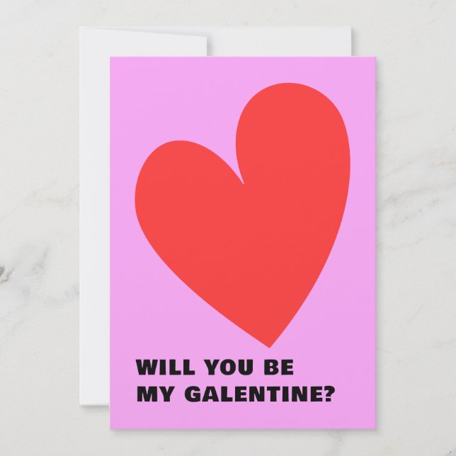 Rosa und Rotes Galentinisches Tagesherz Einladung (Vorderseite)