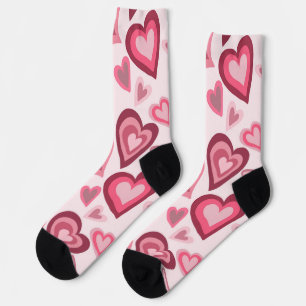 Rosa und rotes geschichtetes Herz Muster Socken