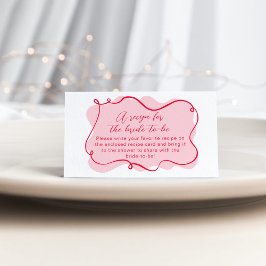 Rosa und rotes, gewelltes Rezept für die Braut Begleitkarte