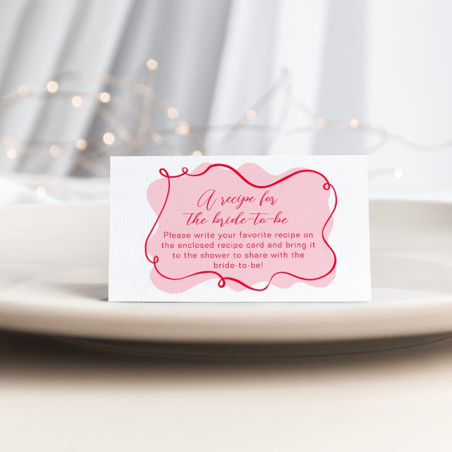 Rosa und rotes, gewelltes Rezept für die Braut Begleitkarte (Von Creator hochgeladen)