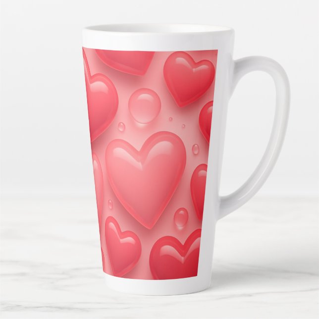 rosa und rotes Herz-Blasen-Muster Milchtasse (Rechts)