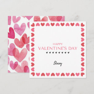 Rosa und rotes Herz Quadrat Valentinstagskarte