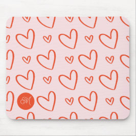 Rosa und rotes Herzmuster - Preppy monogram Mousepad