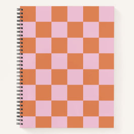 Rosa und rotes kariertes Spiralnotizbuch Notizbuch