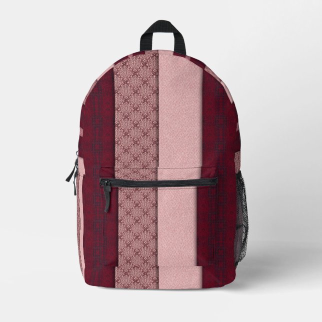 Rosa und rotes Karomuster Bedruckter Rucksack (Vorderseite)