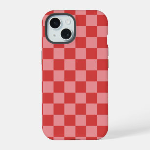 Rosa und rotes Karomuster - spielerisches Valentin iPhone 15 Hülle
