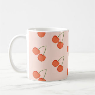 Rosa und rotes Kirschfruchtmuster Kaffeetasse