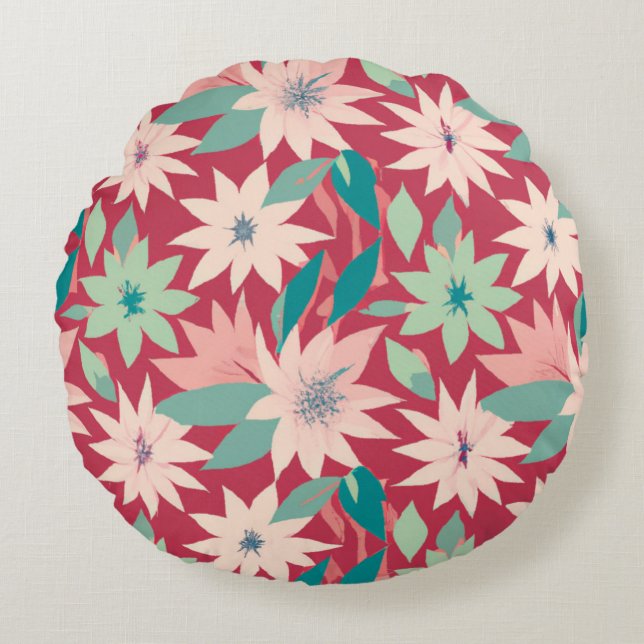rosa und rotes Muster Rundes Kissen (Vorderseite)
