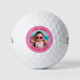 Rosa und rotes Personalisiertes Foto Golfball