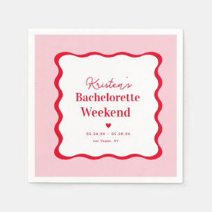 Rosa und rotes Retro Bachelorette Serviette