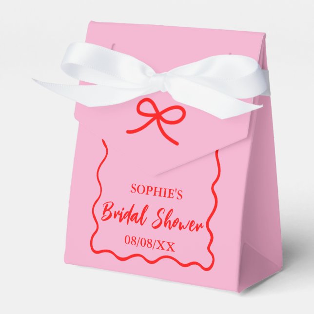 Rosa und rotes Retro-Brautparty Geschenkschachtel (Vorderseite)