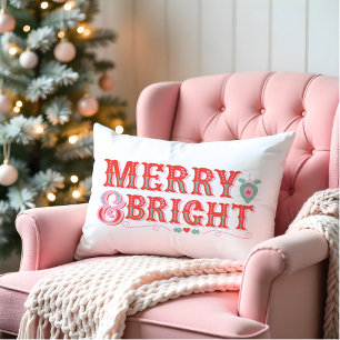 Rosa und rotes Retro Vintag Merry & Bright Lendenkissen