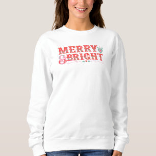 Rosa und rotes Retro Vintag Merry & Bright Sweatshirt