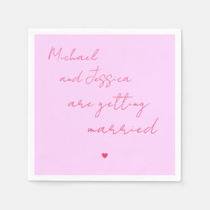 Rosa und rotes Script Herz Elegante Romantische Ho Serviette