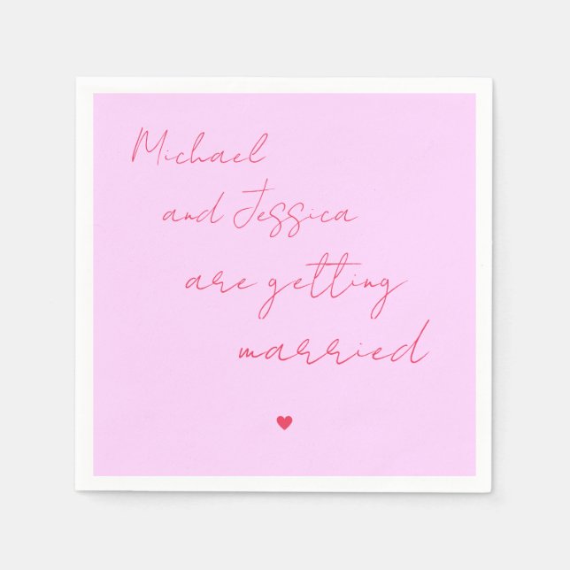 Rosa und rotes Script Herz Elegante Romantische Ho Serviette (Vorderseite)