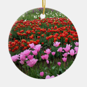 Rosa und Rotes Tulip Feld, Oregon Keramik Ornament