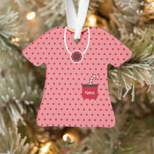 Rosa und Rotes Weihnachtskleid Personalisiertes Pa Ornament
