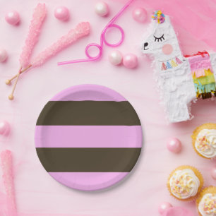 Rosa und Schokolade Braun Streifen von ST. Aylor Pappteller