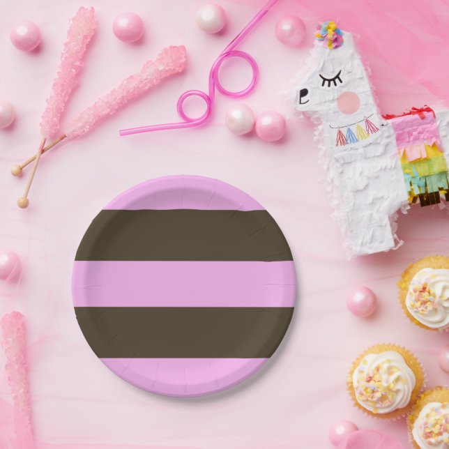 Rosa und Schokolade Braun Streifen von ST. Aylor Pappteller (Party)