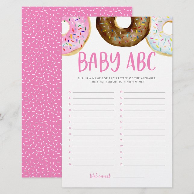 Rosa und Schokolade Donuts ABC Kinderduschenspiel (Vorne/Hinten)