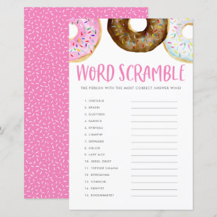 Rosa und Schokolade Donuts Baby Word Scramspiel
