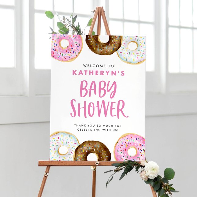Rosa und Schokolade Donuts Kinderdusche Empfang Poster (Von Creator hochgeladen)