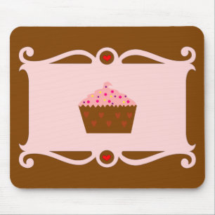 Rosa und Schokolade Herz Cupcake Mousepad