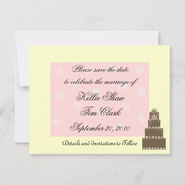 Rosa und Schokolade Save the Date (Vorderseite)
