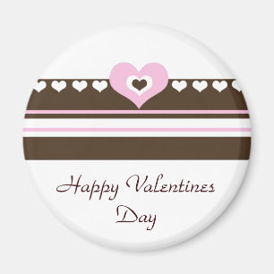 Rosa und Schokoladen-Herzen Valentinstag Magnet