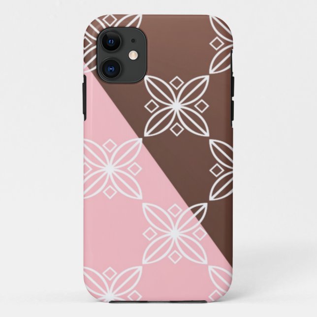 Rosa und Schokoladenbraun Muster Case-Mate iPhone Hülle (Rückseite)