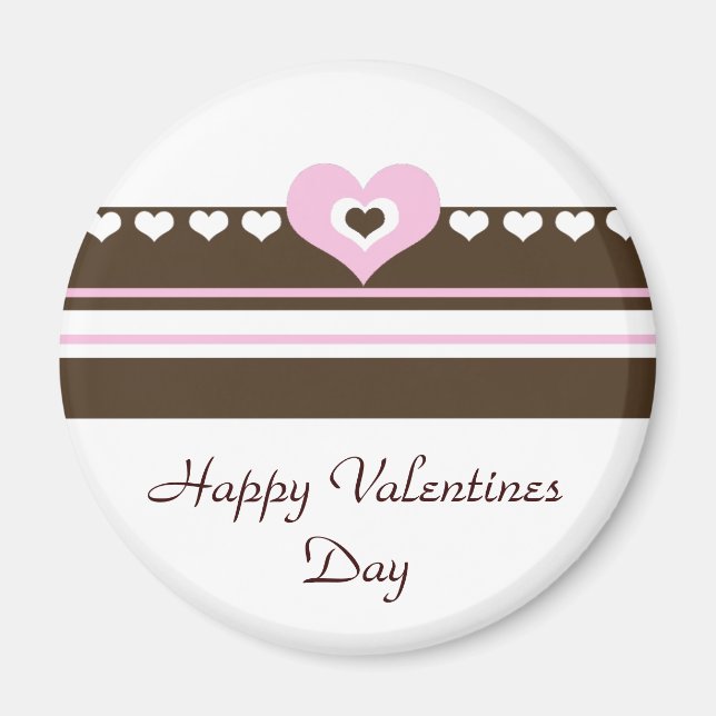 Rosa und schokoladenbrauner Valentinstag Magnet (Vorne)