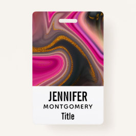 Rosa und Schwarz Abstrakt mit Gold-Wirbel Ausweis